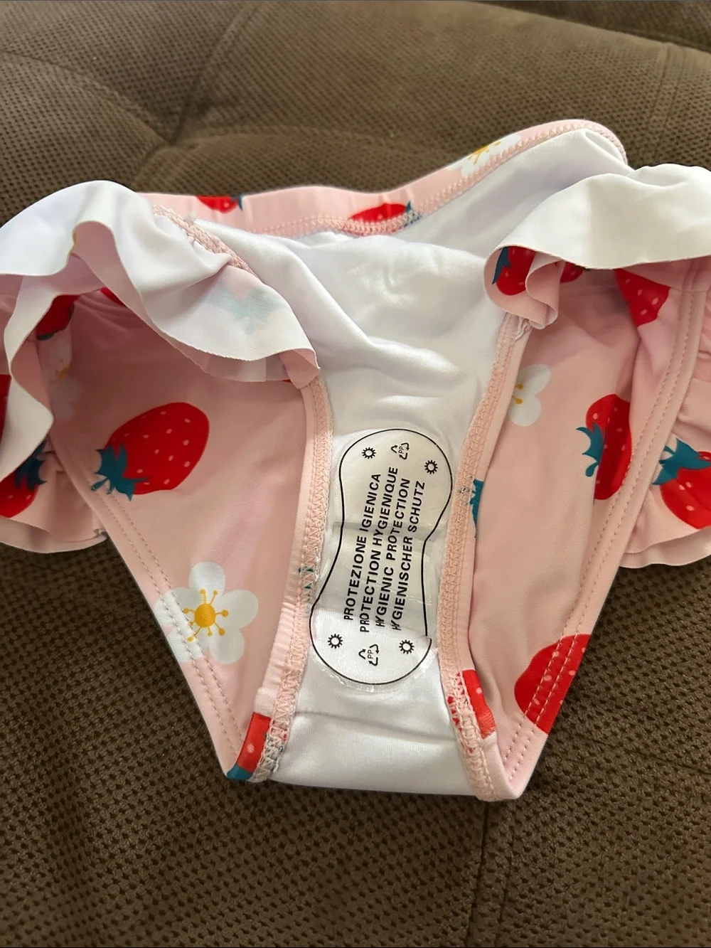 Girls Pink Strawberry Ruffle Tankini Swimsuit - Kids Swim